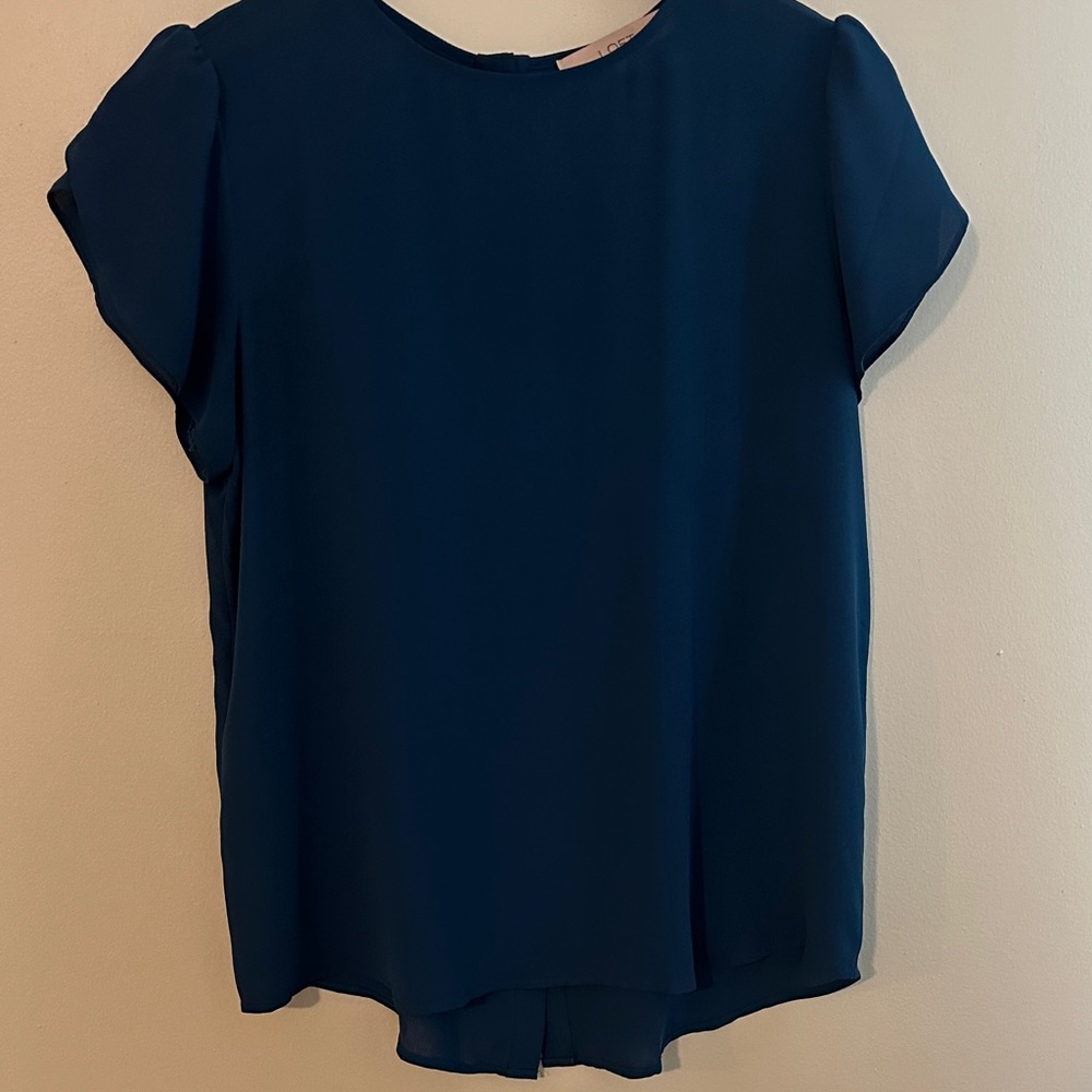 LOFT Flutter Sleeve Crewneck Blouse - Teal